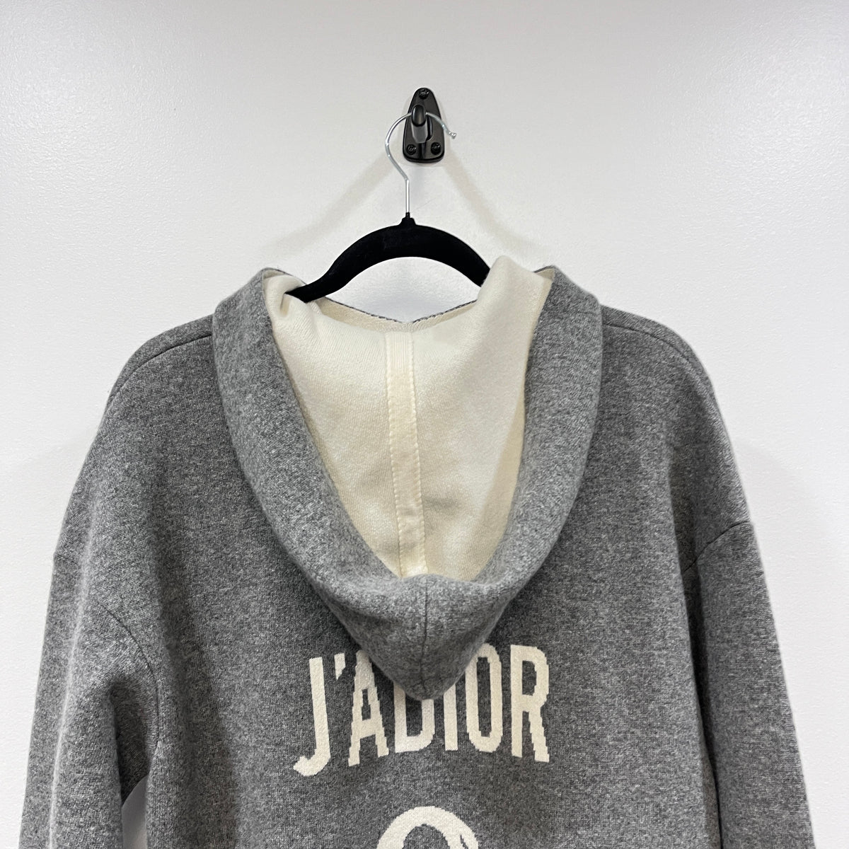 Christian Dior Grey J'ADIOR 8 Print Longline Hooded Knit Pullover US size 6