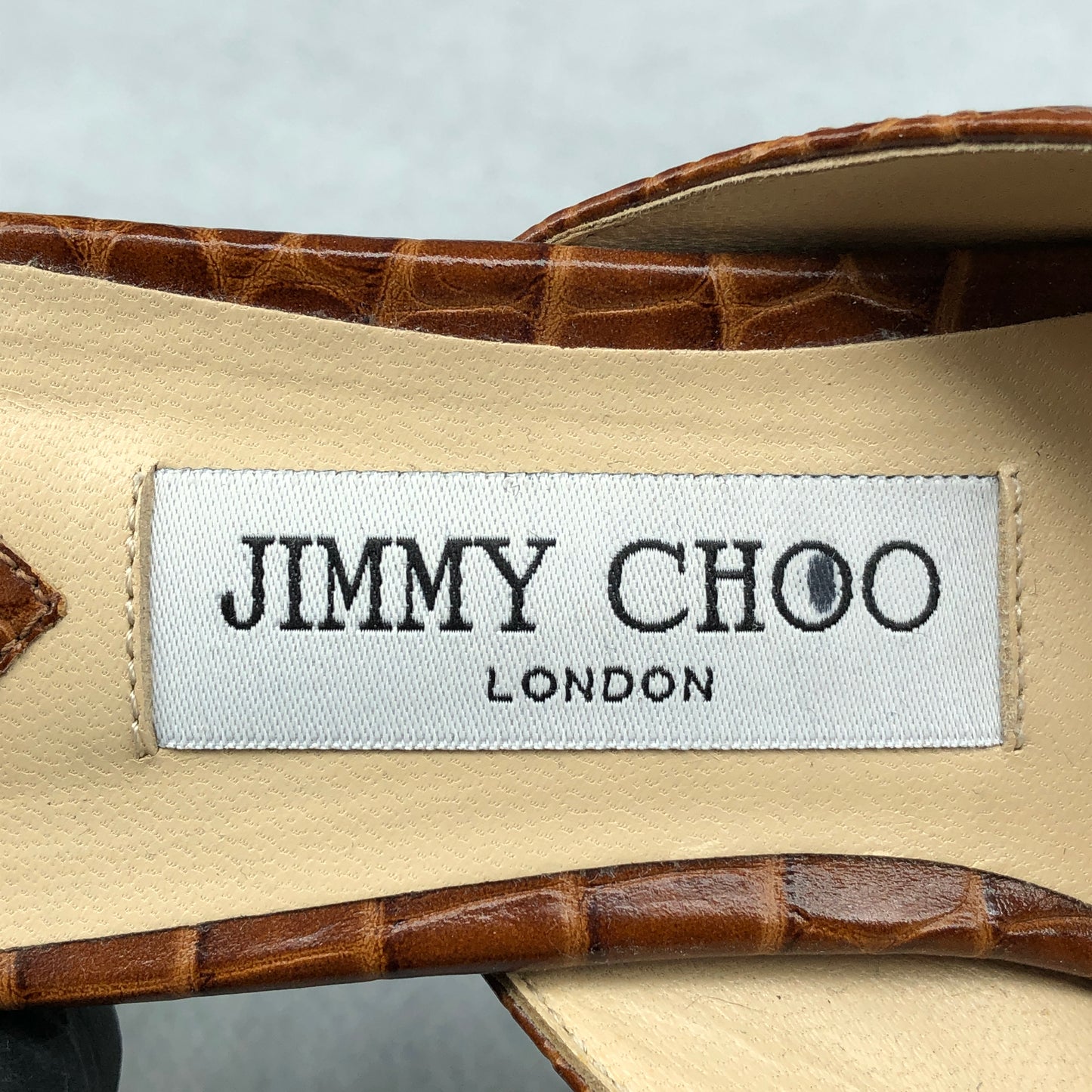 Jimmy Choo Women's Mule Heels Size 38 Brown Croc-Embossed