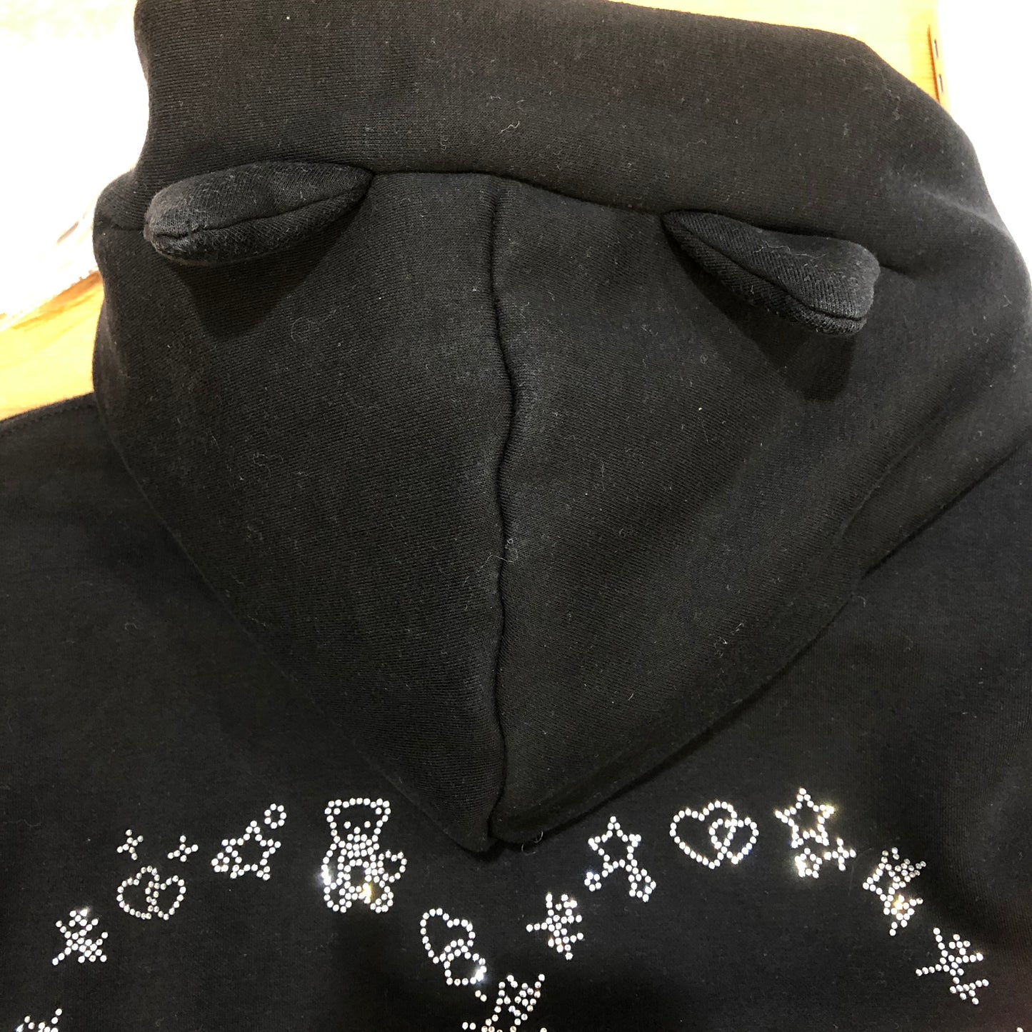 GUIZIO Black Zip-Up Logo Hoodie S