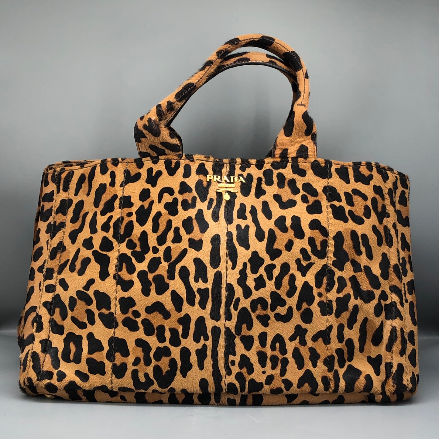 Prada Cavallino Calf Hair Tote Bag Leopard Print