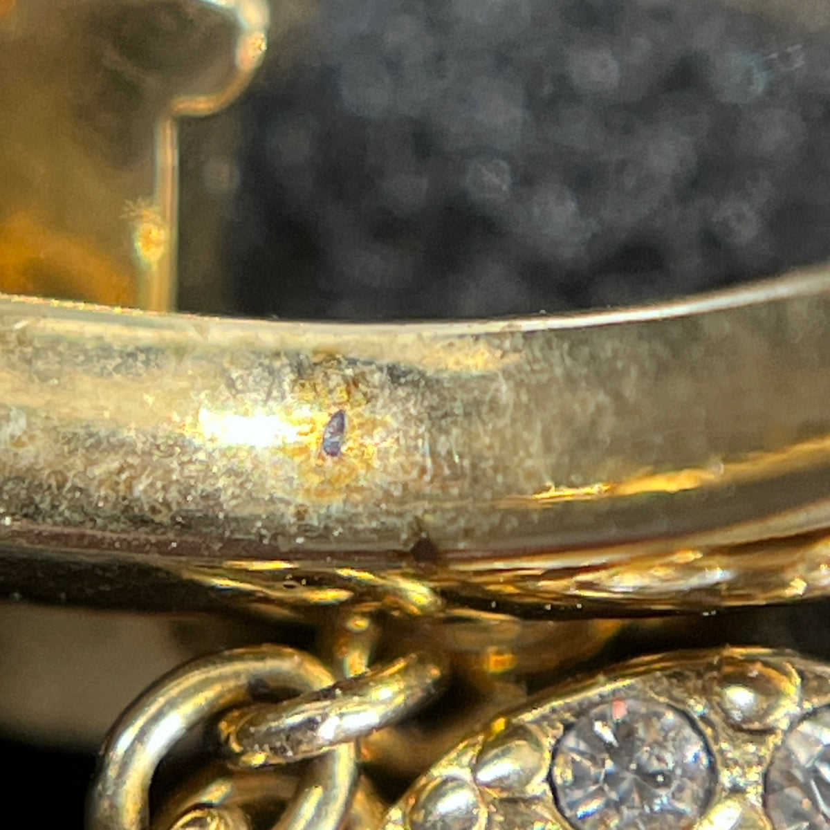 Christian Dior Gold Tone Crystal Letter Hoop Earrings