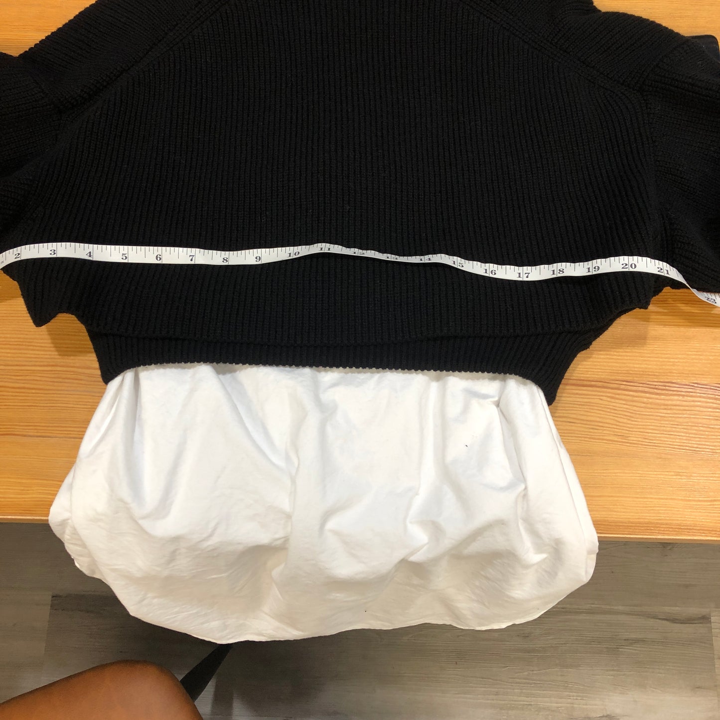 Alexander Wang Hybrid Knit-Button Down Top Size S Black/White