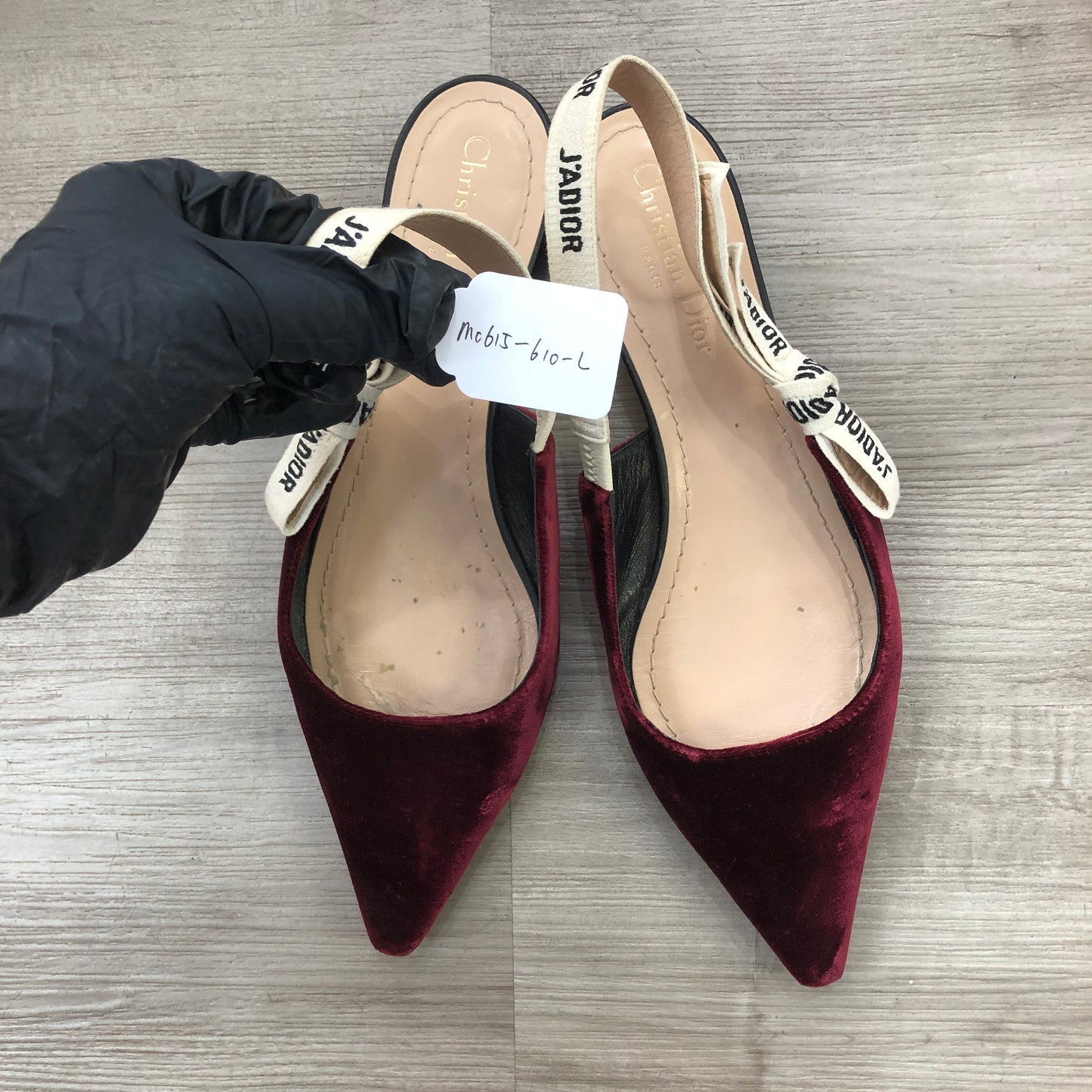 Christian Dior Women's J'Adior Velvet Slingback Pumps Size 39 Burgundy