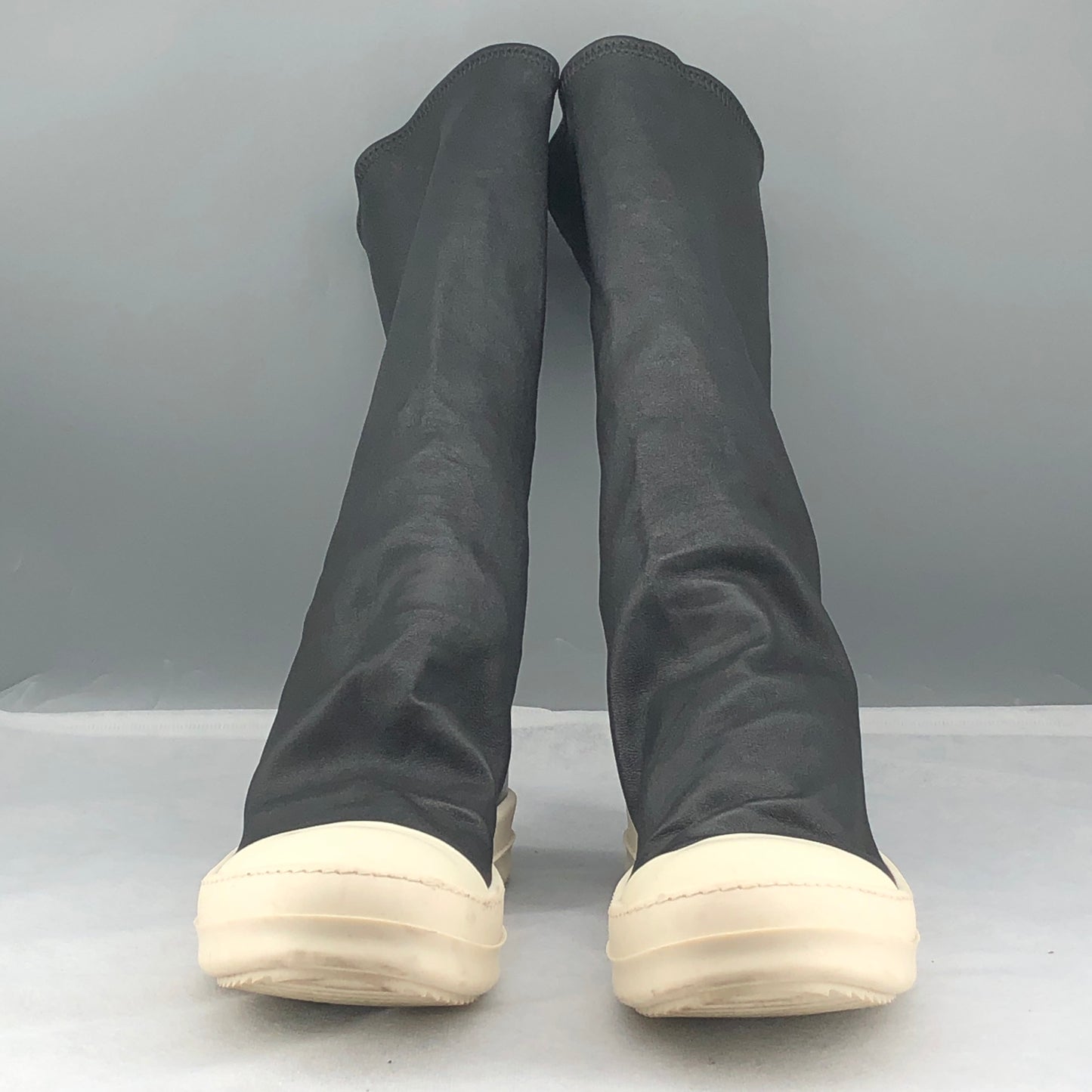 Rick Owens Women's Stretch Leather Thigh High Sneaker Boots Size 37.5 Black