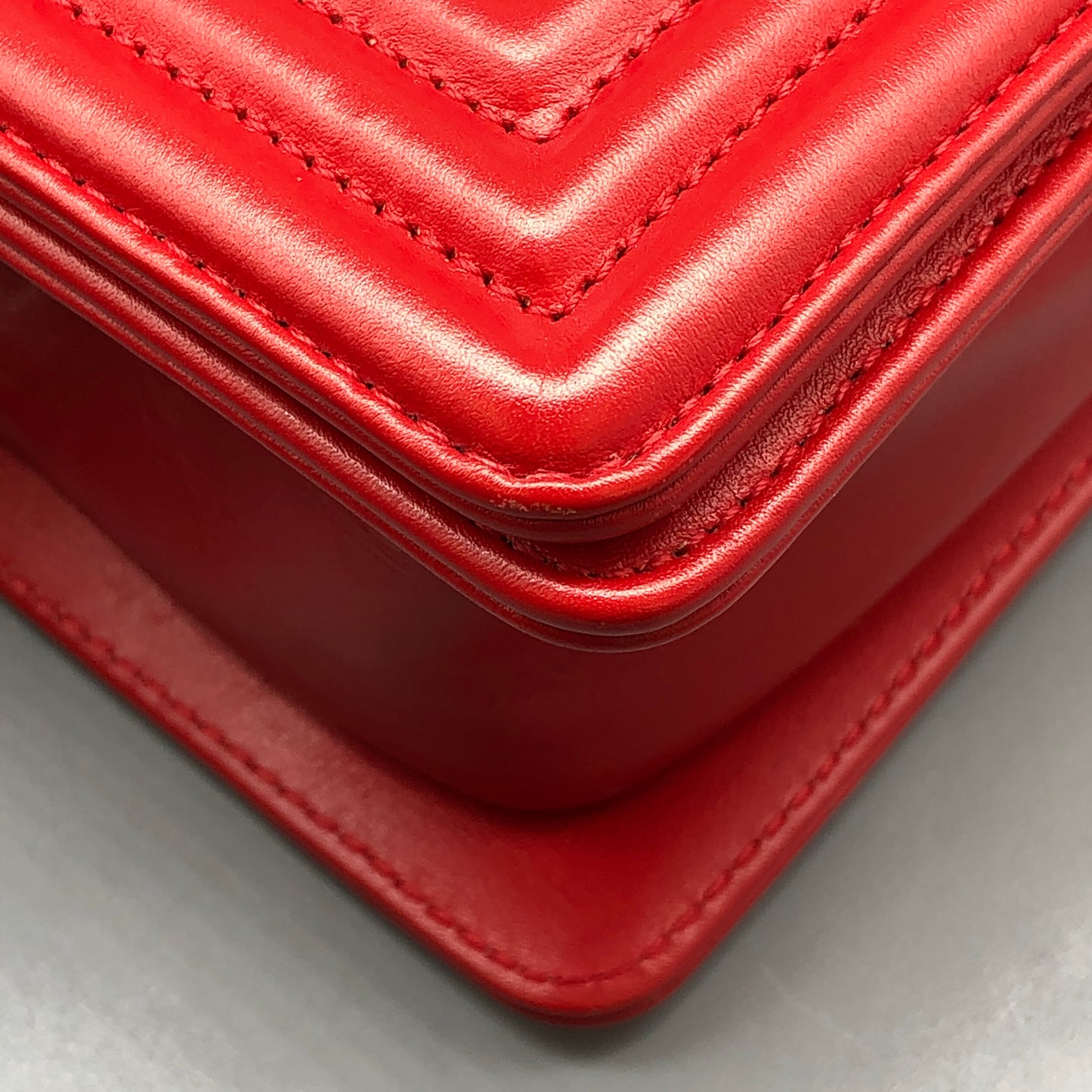 Chanel Small Red Python Leather Boy Flap Bag