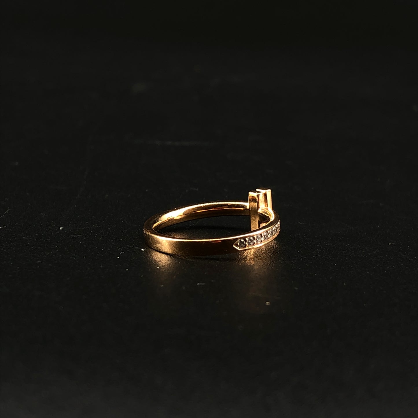 Tiffany & Co. 18K Gold T Tapered Band Ring Size 56mm AU750