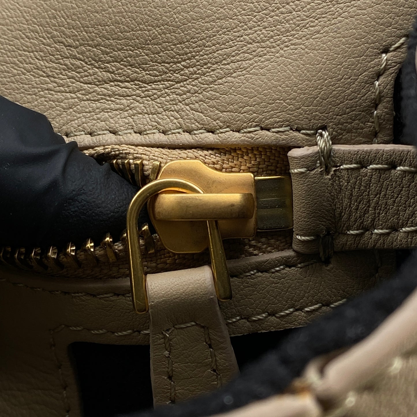 Burberry Beige Leather Top Handle Crossbody Bag