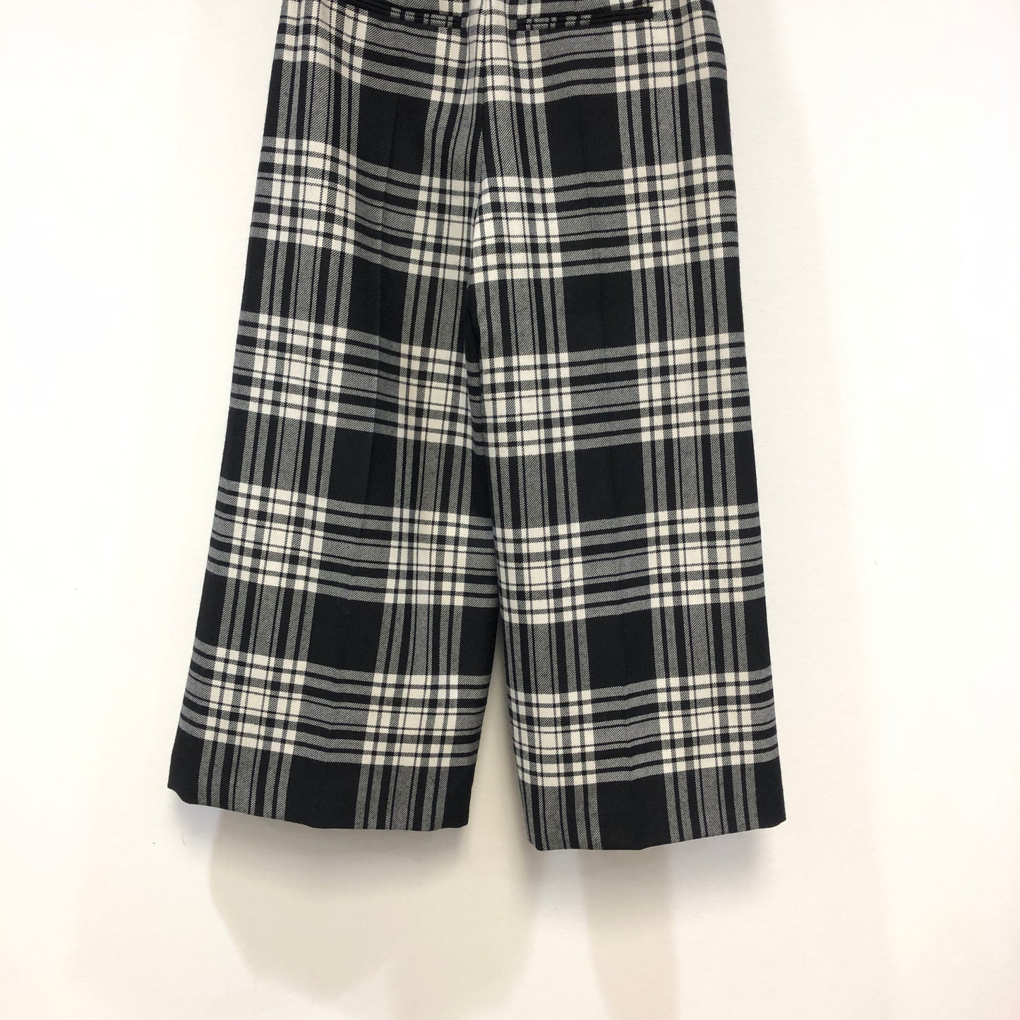 Alexander Wang Black & White Plaid Wide Leg Cropped Pants Size 0