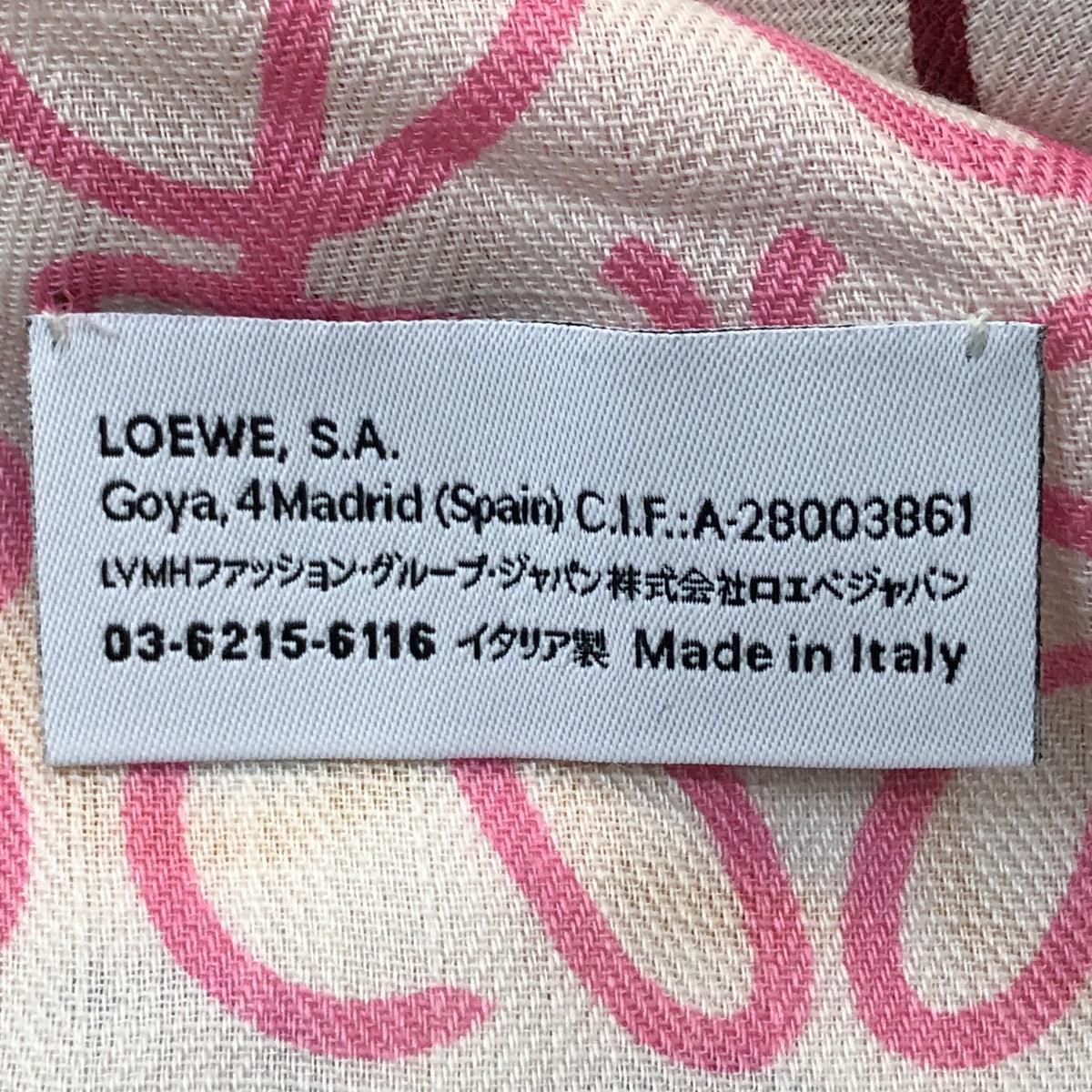 Loewe Beige Multi-Color Anagram Logo Scarf 194*42 cm