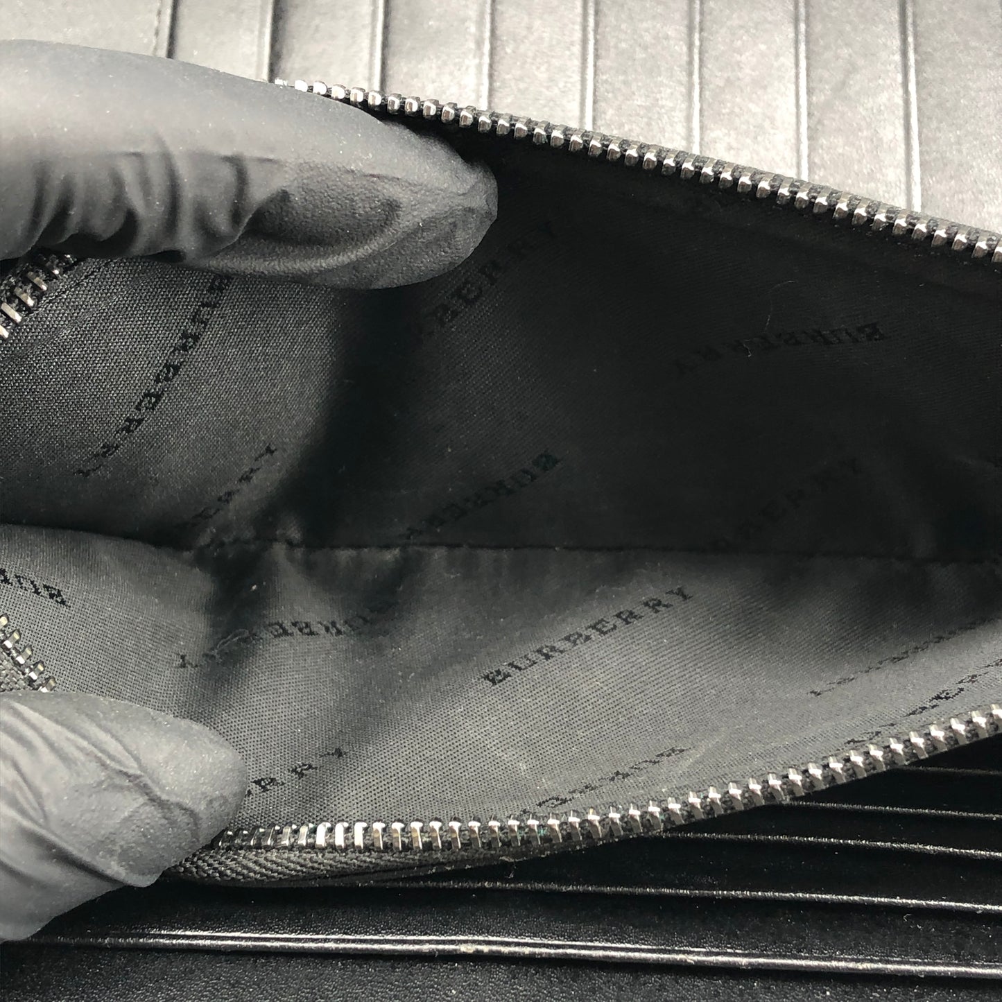 Burberry Check Zip-Around Wallet Black
