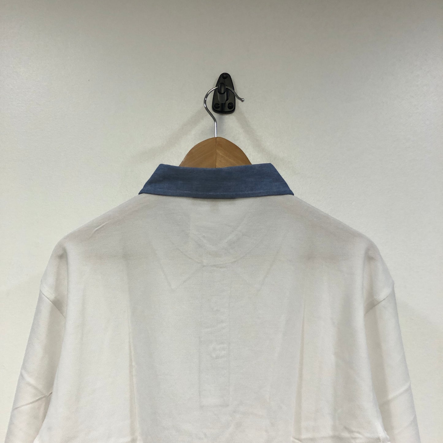 Giovanni Valentino White Contrast Blue Collar Short Sleeve Polo Shirt Size XXL