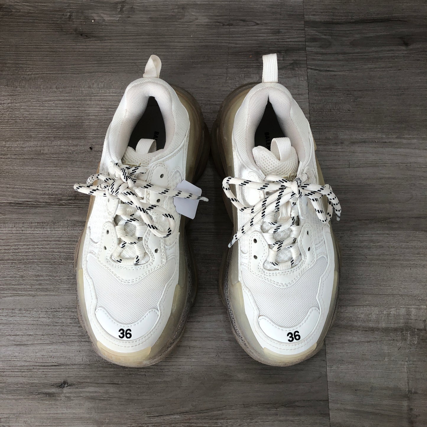 Balenciaga Women's Triple S Mesh & Leather Chunky Sneakers Size 36 Off White