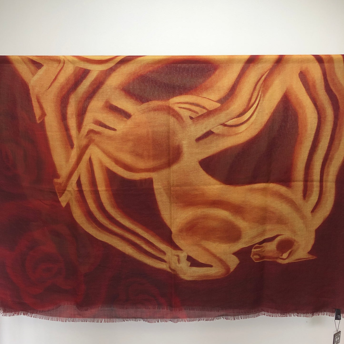 Chanel Dark Red/Yellow Cashmere Scarf 138×184 cm