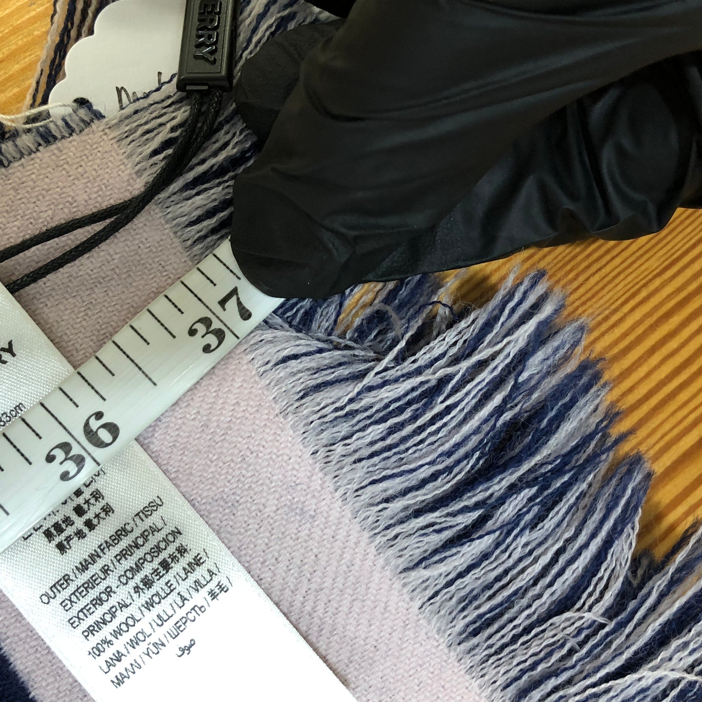 Burberry Indigo Pink Two-Tone Large Letter Logo Fringe Wool Scarf 74*13 Inches