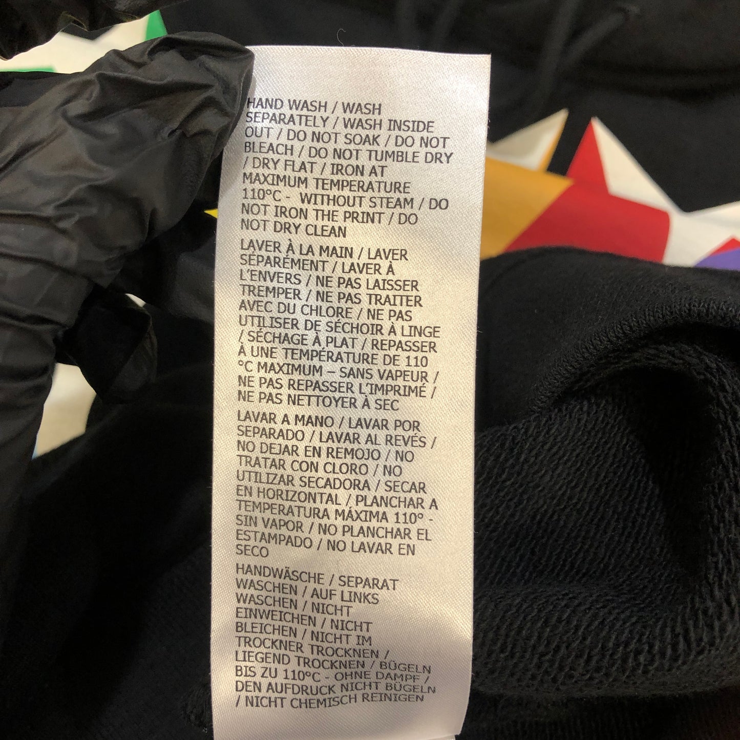 Gucci Interlocking G Rainbow Star Print Hooded Sweatshirt Size S Black