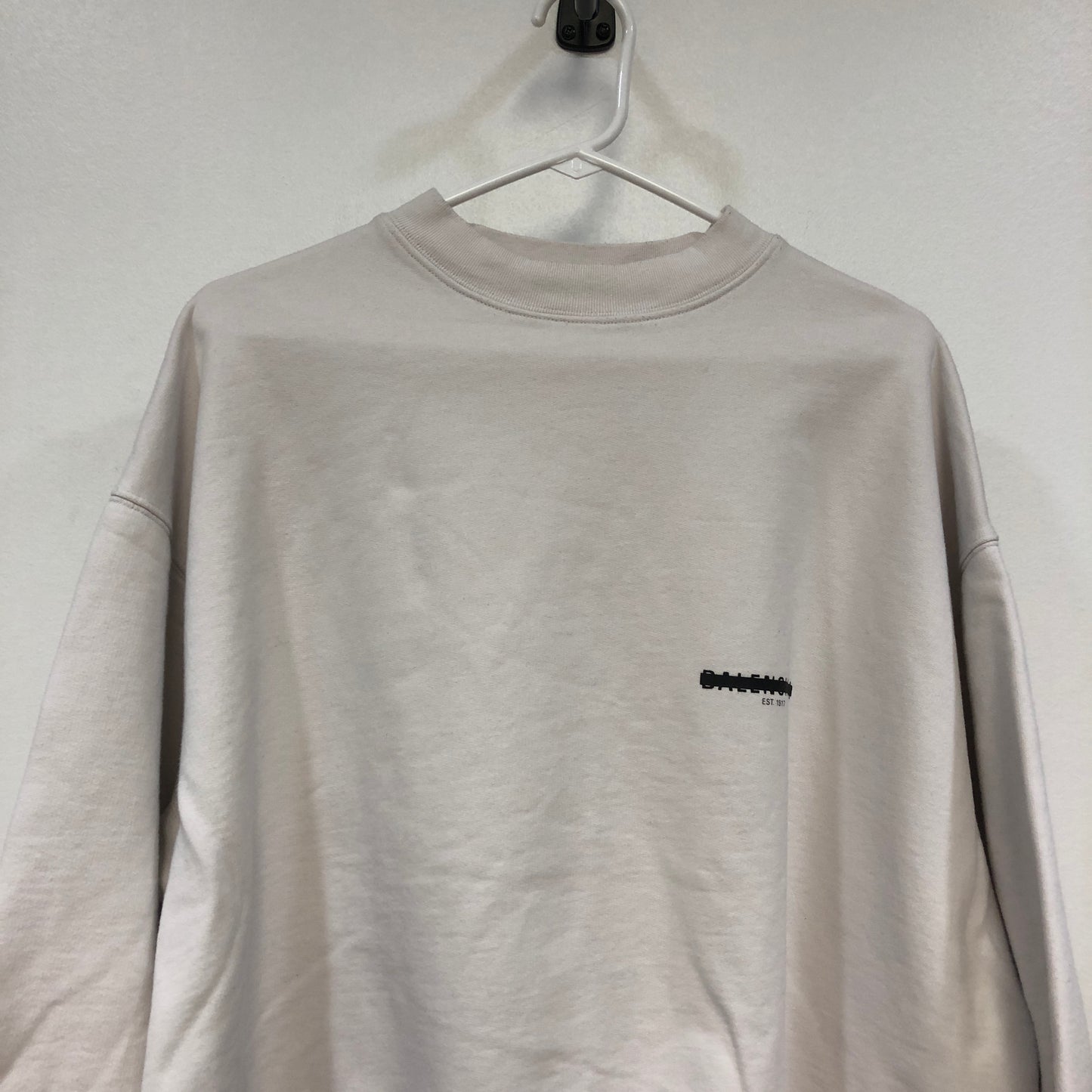Balenciaga Logo Print Crew Neck Sweatshirt Size 2 White P2P 28 Inches