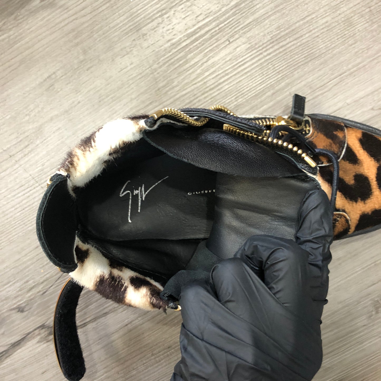 Giuseppe Zanotti Women's Leopard Print High-Top Sneakers shoes 36