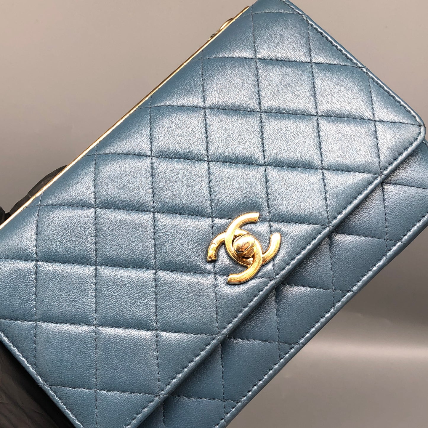 Chanel Muted Teal Blue Quilted Leather Flap Bag