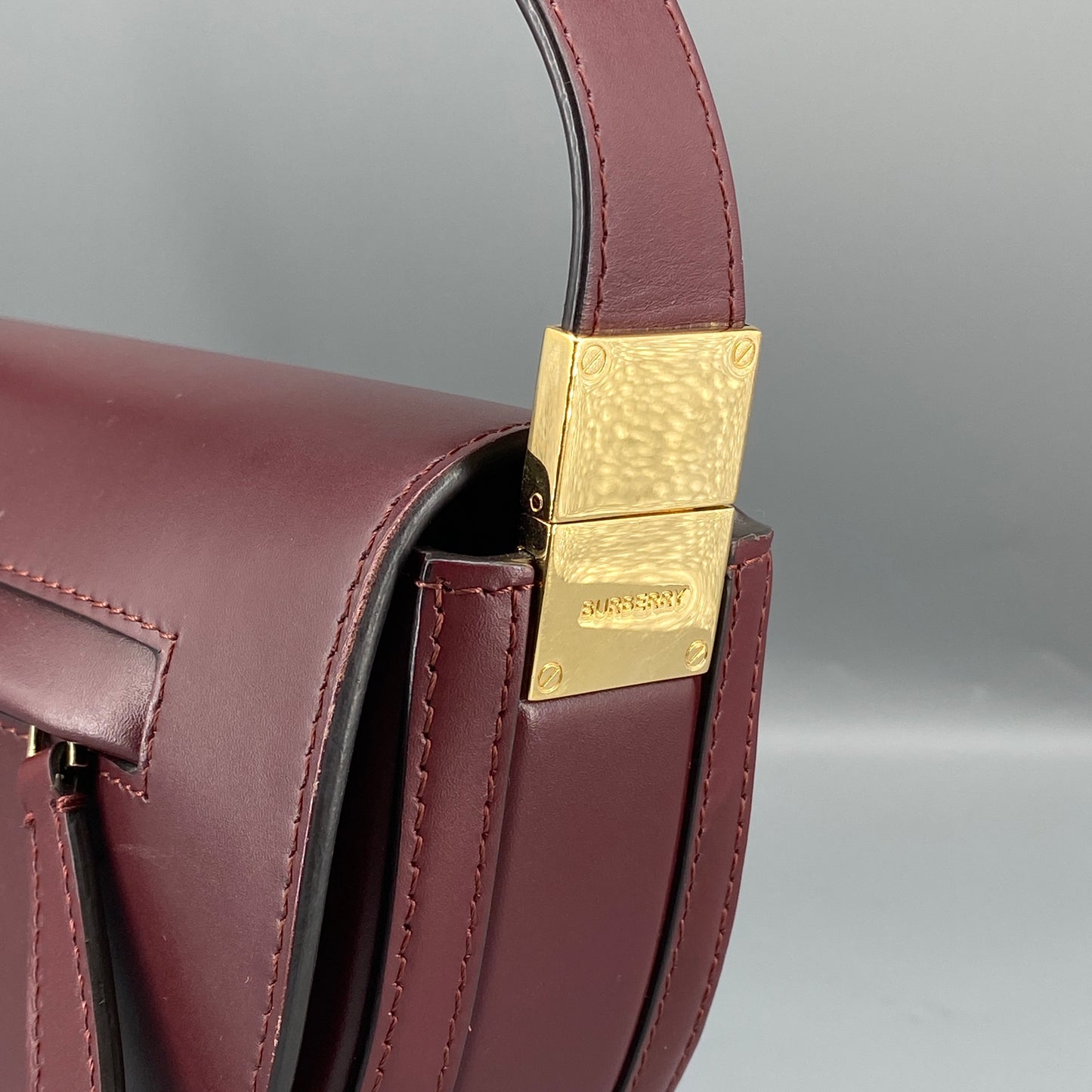 Burberry Deep Red Leather Saddle Shoulder Crossbody Bag