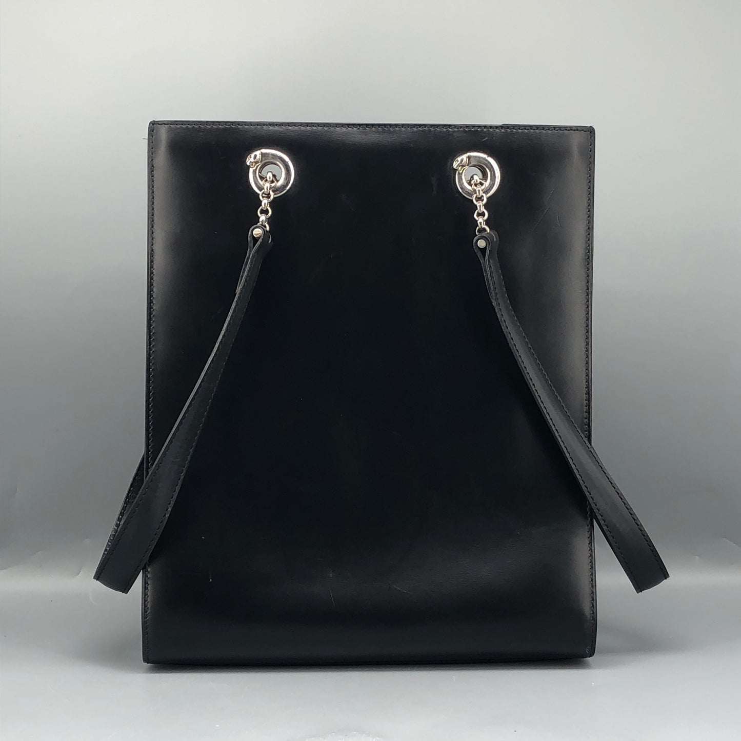 Cartier Black Smooth Leather Vertical Shoulder Tote Bag