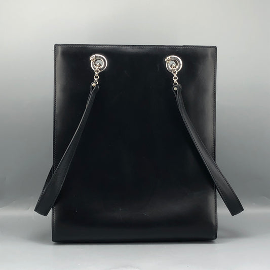 Cartier Black Smooth Leather Vertical Shoulder Tote Bag