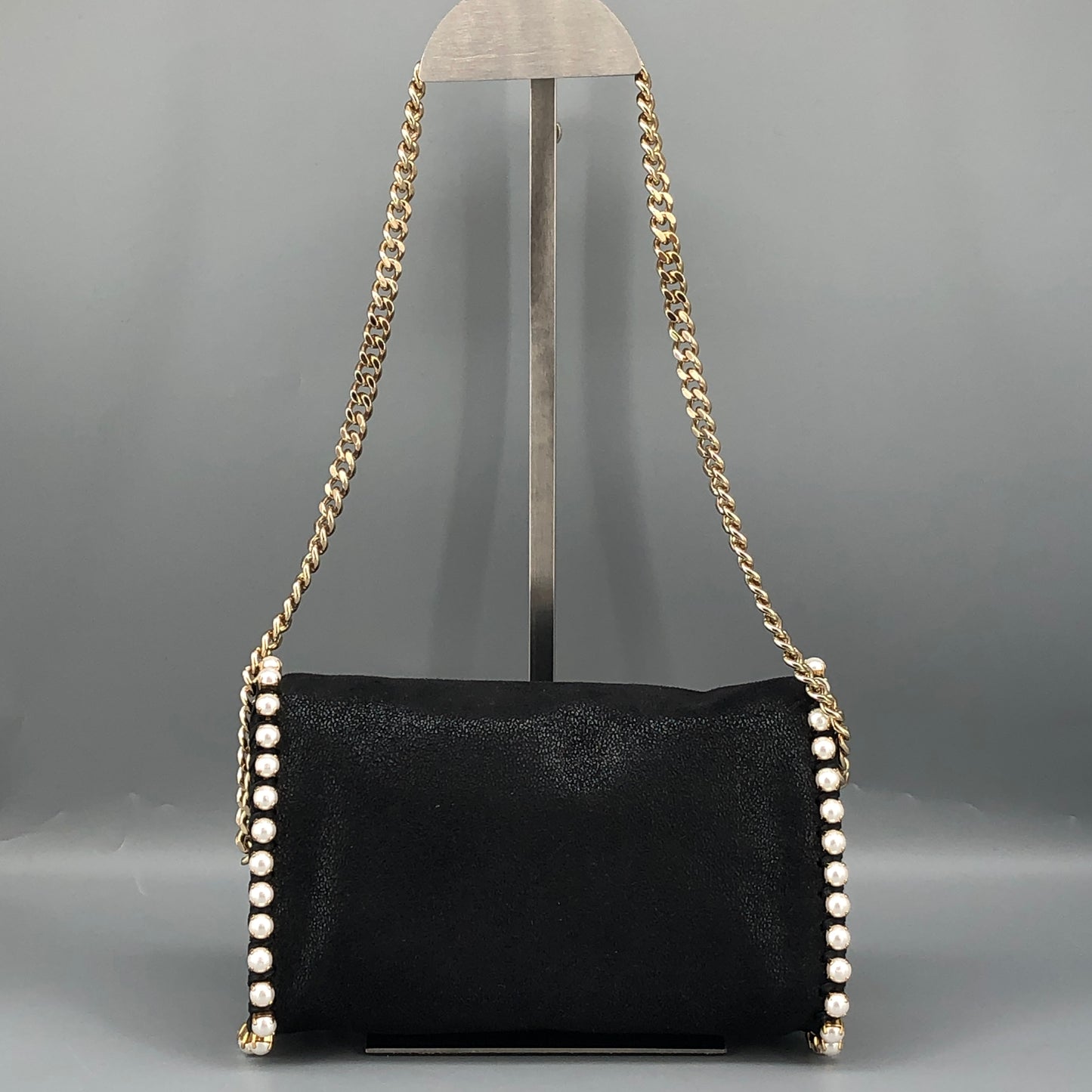 Stella McCartney Falabella Pearl-Trim Crossbody Bag Black/pearl
