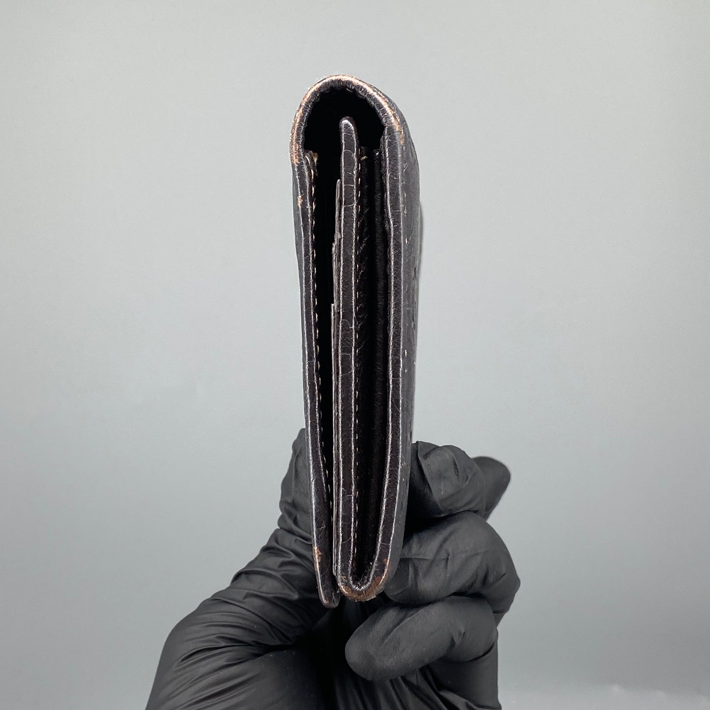 Gucci GG Embossed Deep Brown Leather Long Wallet