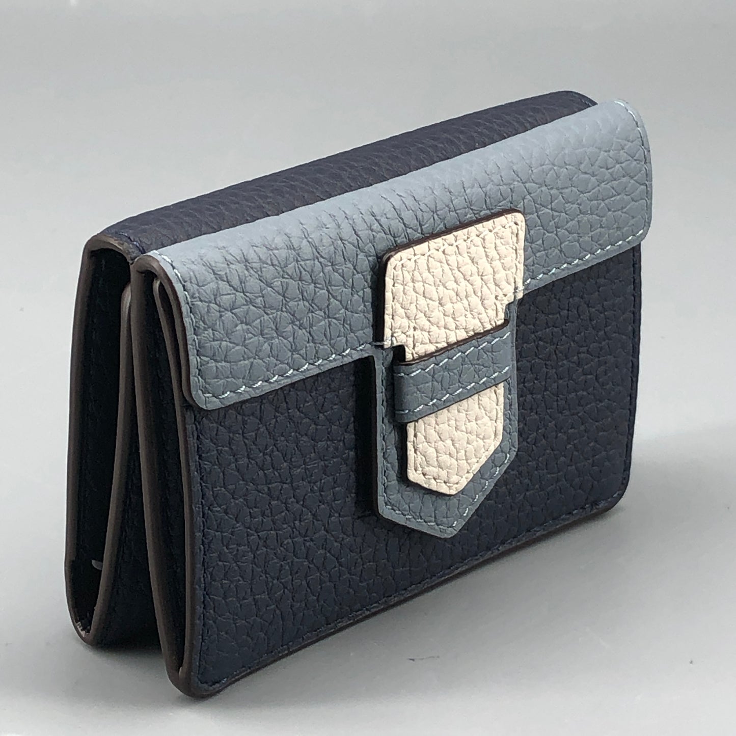 Delvaux Leather Card Holder Wallet Navy