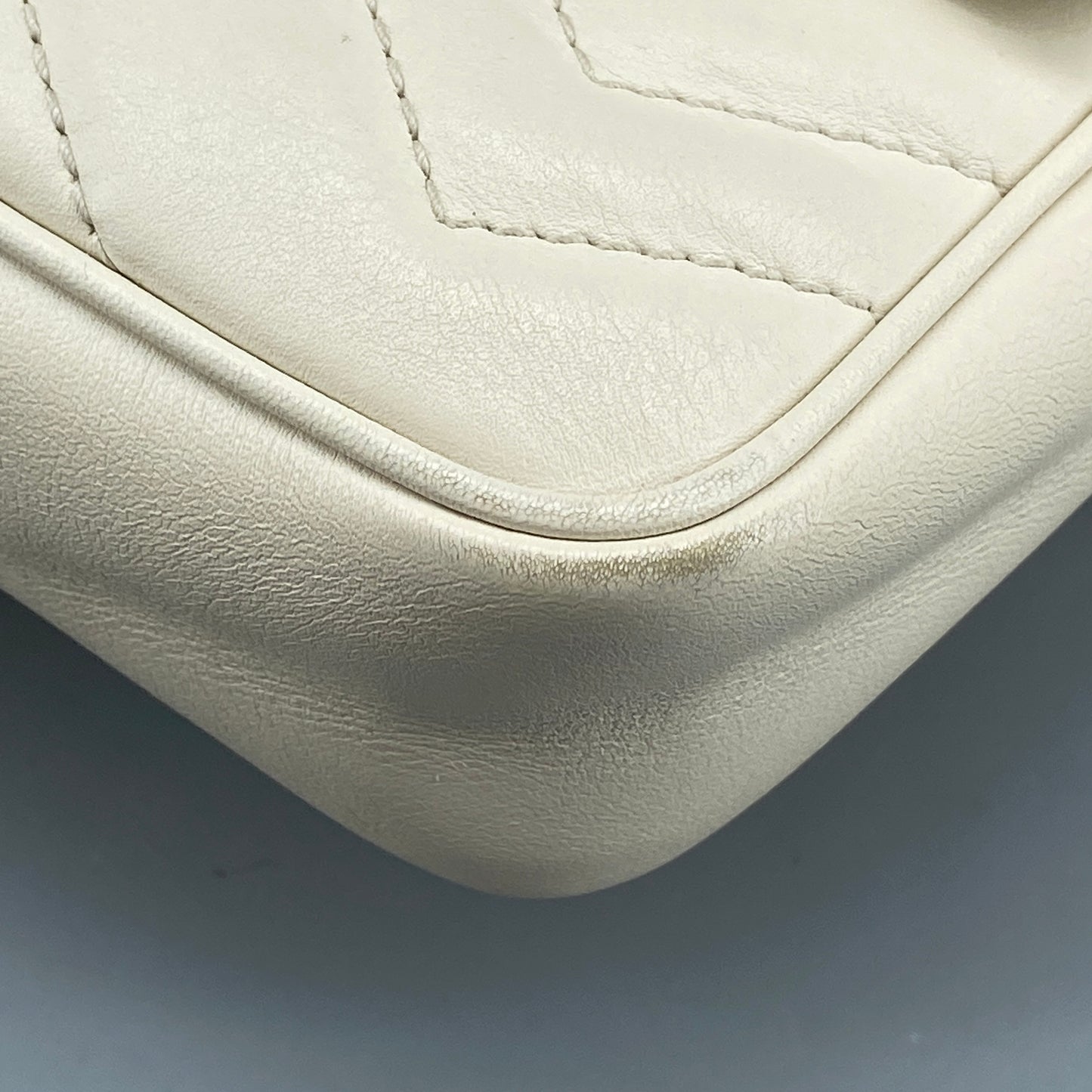 Gucci Cream Leather GG Marmont Mini Shoulder Bag