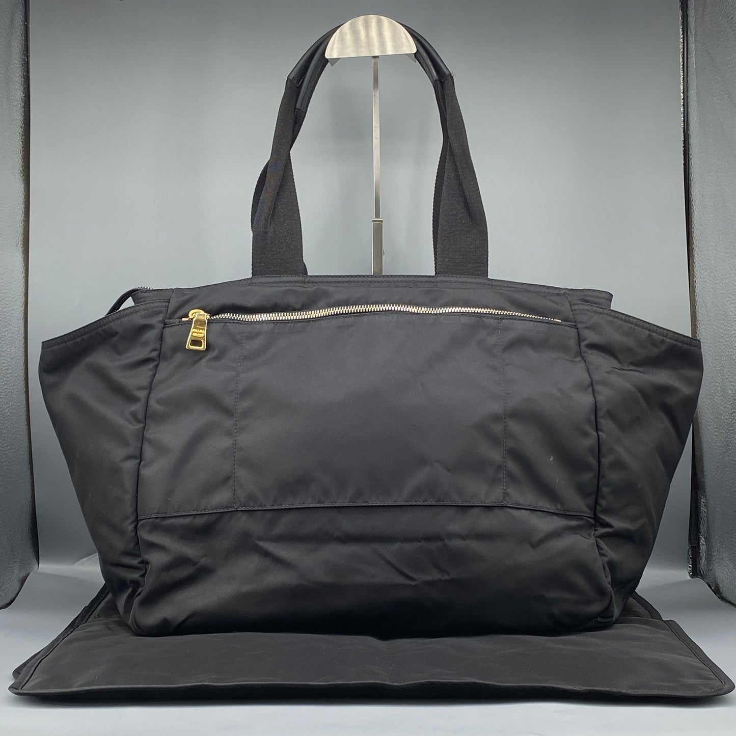 Prada Black Nylon Large Travel Tote Handbag