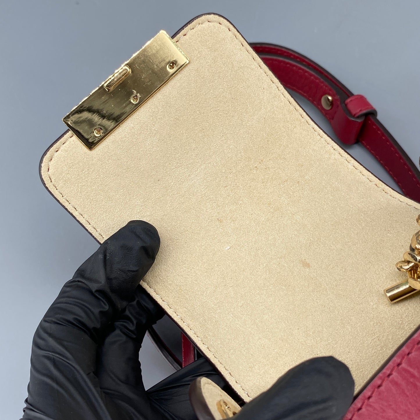 Michael Kors Red Leather Mini Vertical Crossbody Bag