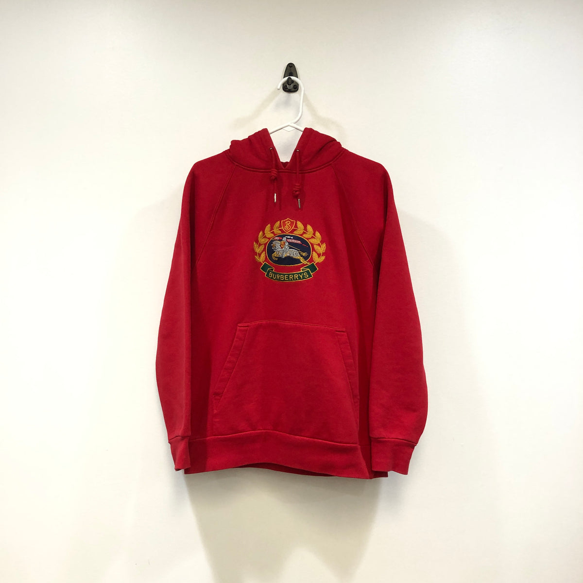 Burberry Red Vintage Crest Logo Hoodie Size M
