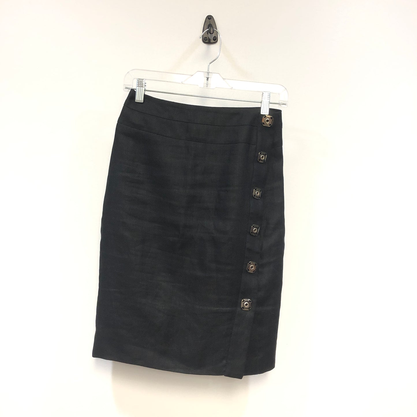 Versace Black Textured Pencil Midi Skirt Size 38 W26 L22 Inches