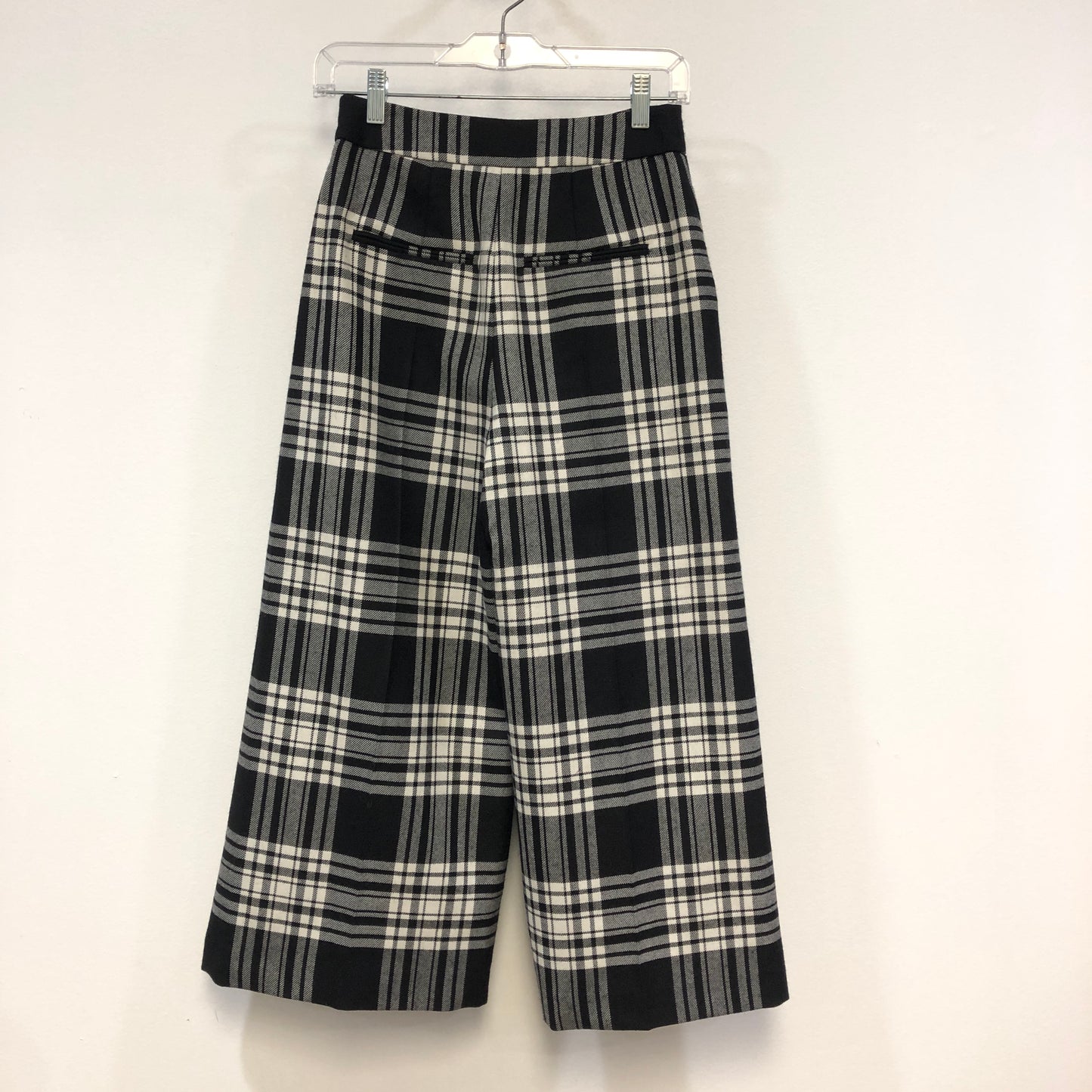 Alexander Wang Black & White Plaid Wide Leg Cropped Pants Size 0