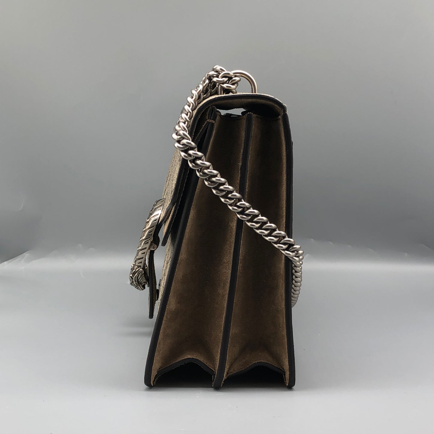 Gucci Dionysus GG Supreme Beige Suede Shoulder Bag