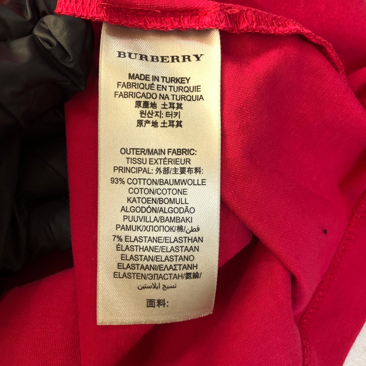 Burberry Classic Check Cuff Red Jersey Half Sleeve Top Size S