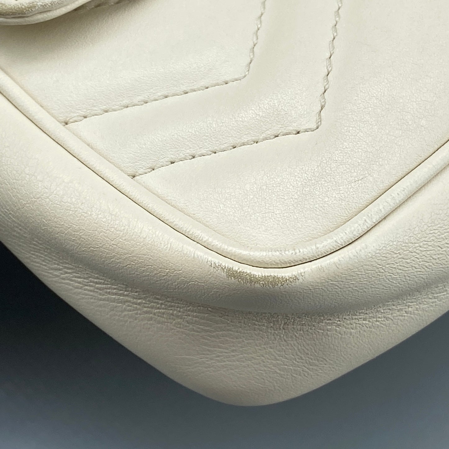 Gucci Cream Leather GG Marmont Mini Shoulder Bag