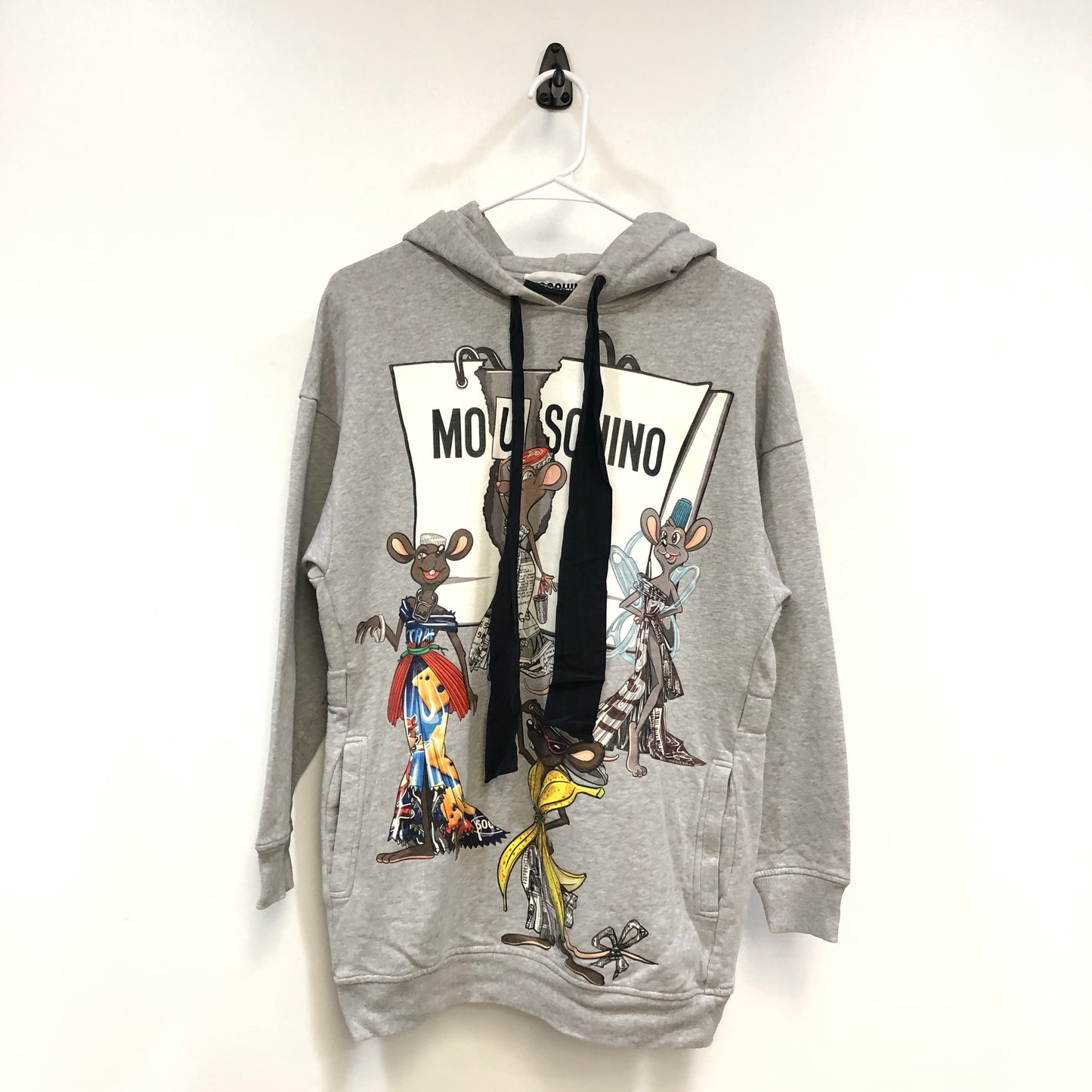 Moschino Grey Cartoon Print Drawstring Hoodie Size USA 2