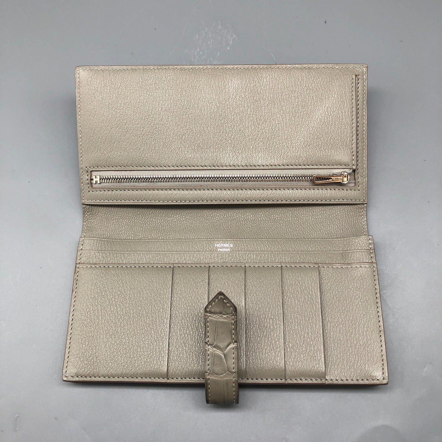 Hermes Grey Alligator Long Wallet