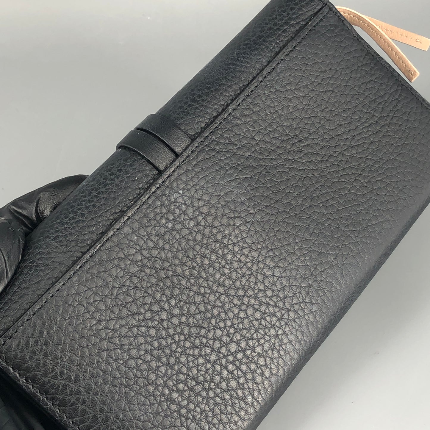 Chloe Faye Grain Leather Flap Long Wallet Black