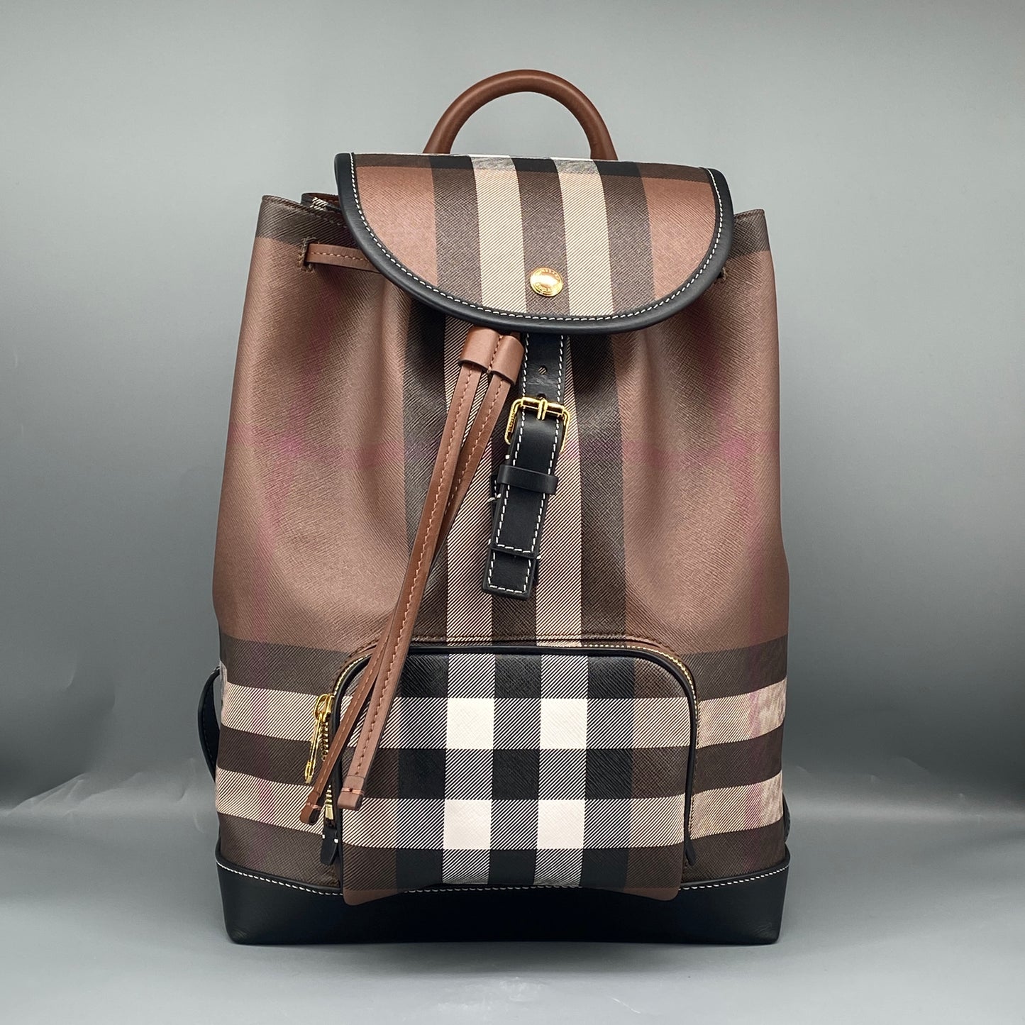 Burberry Brown Check Drawstring Backpack Bag