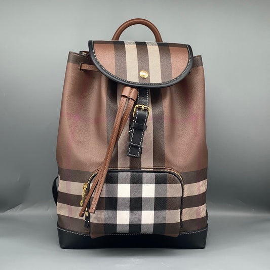 Burberry Brown Check Drawstring Backpack Bag