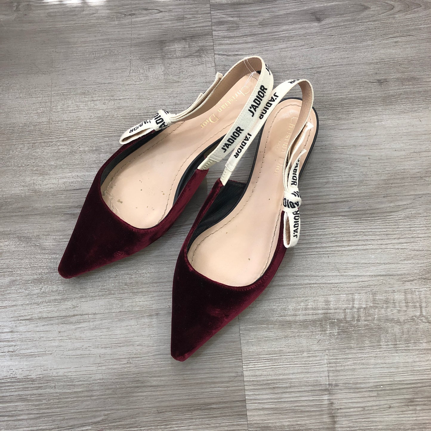 Christian Dior Women's J'Adior Velvet Slingback Pumps Size 39 Burgundy