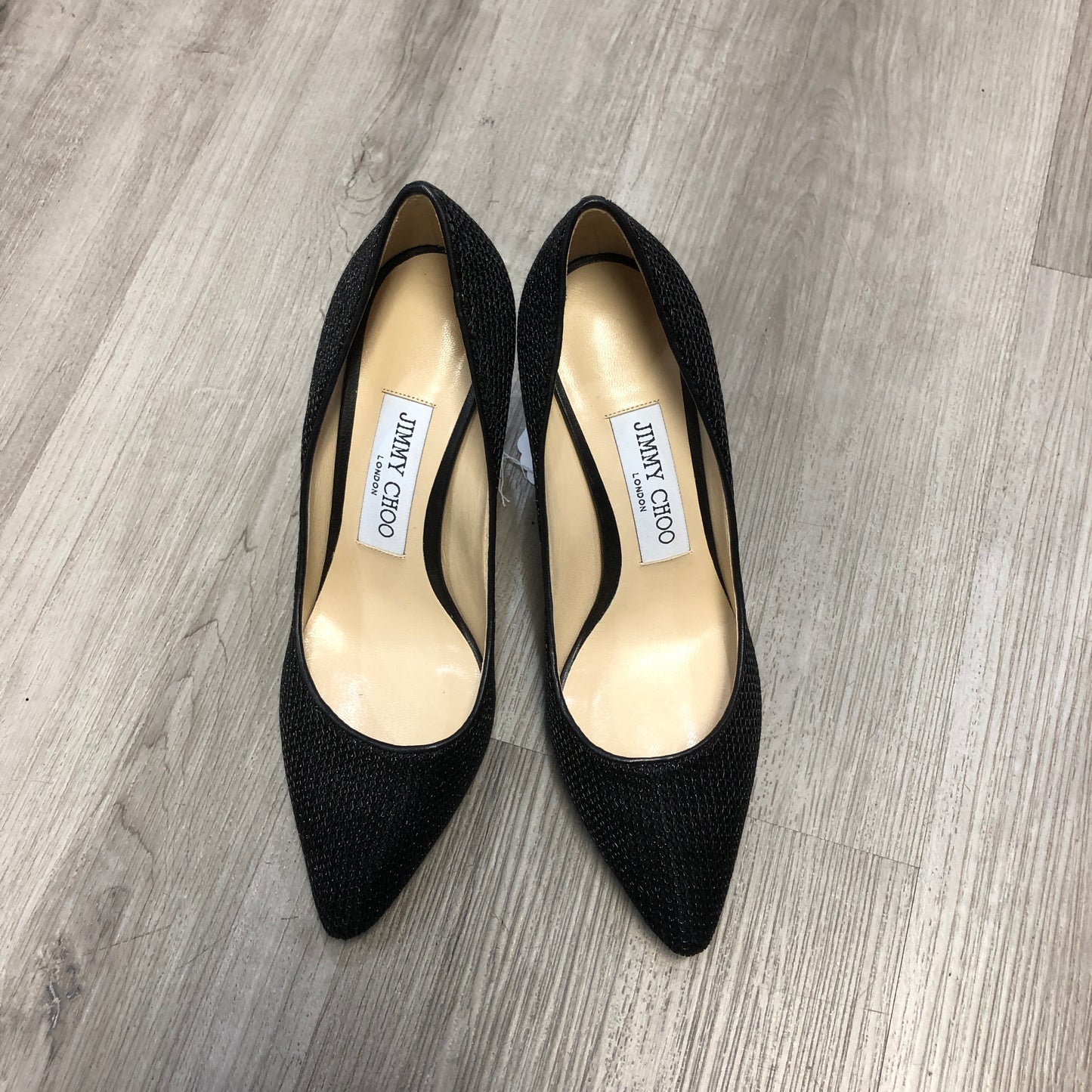 Jimmy Choo Women‘s Glitter Fabric Pointed Toe Stiletto Pumps Shoes 35.5 Black