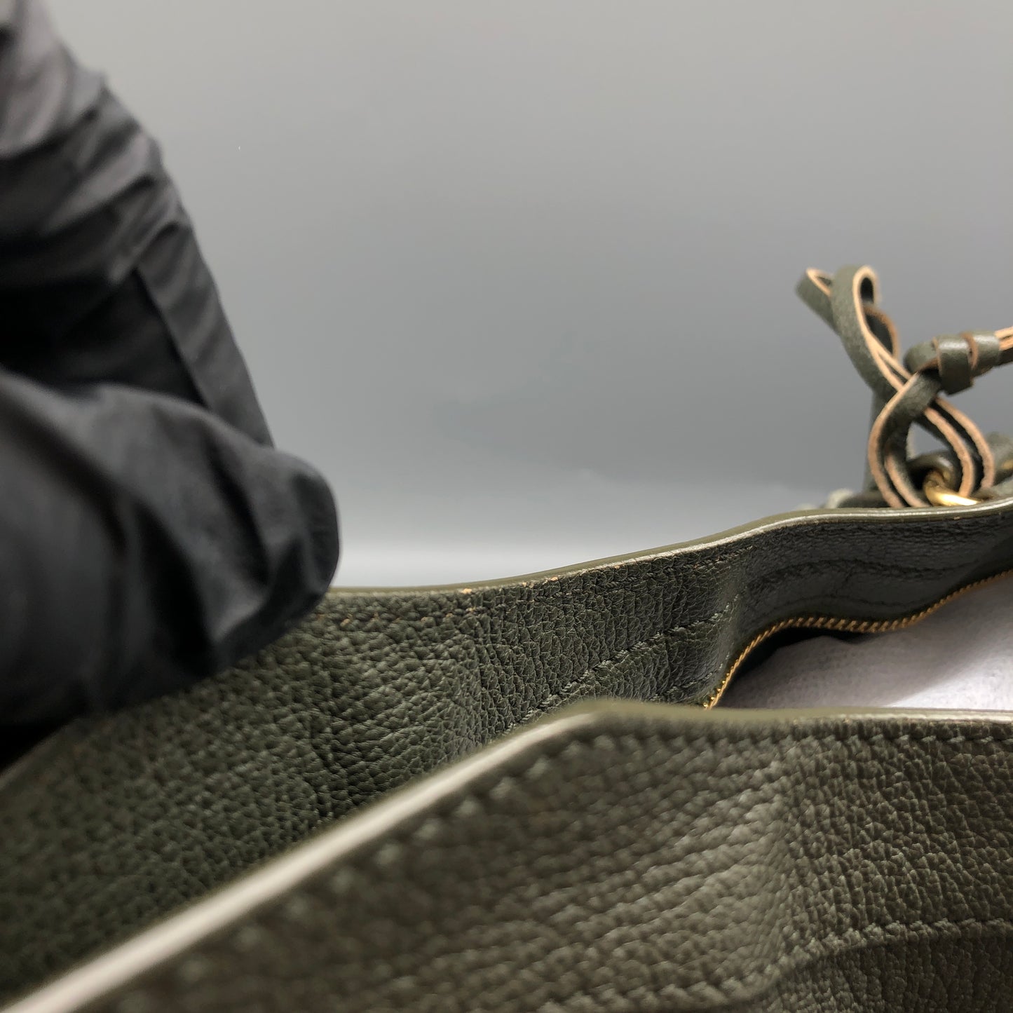 Balenciaga Classic Metallic Edge City Bag Olive Leather Handbag