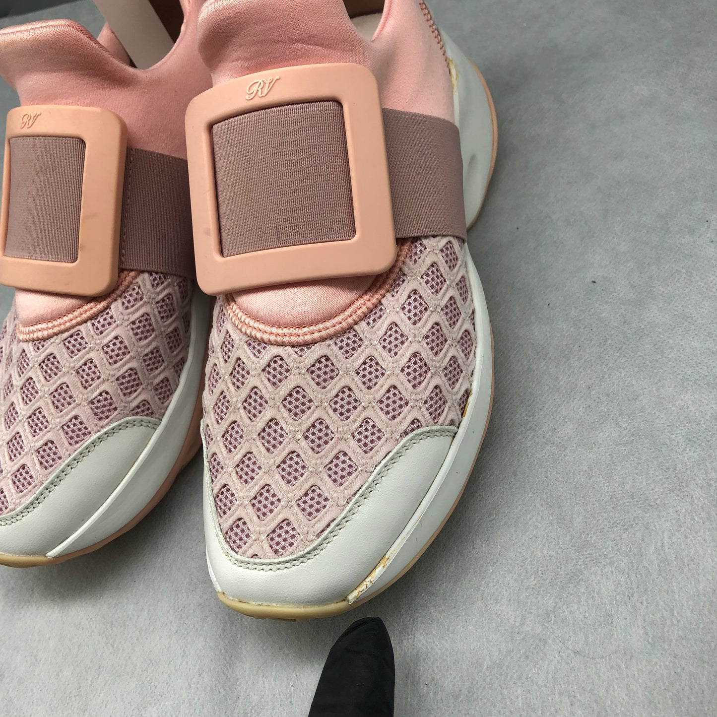Roger Vivier Pink Buckle Strap Sneakers Women's Shoes Size 37