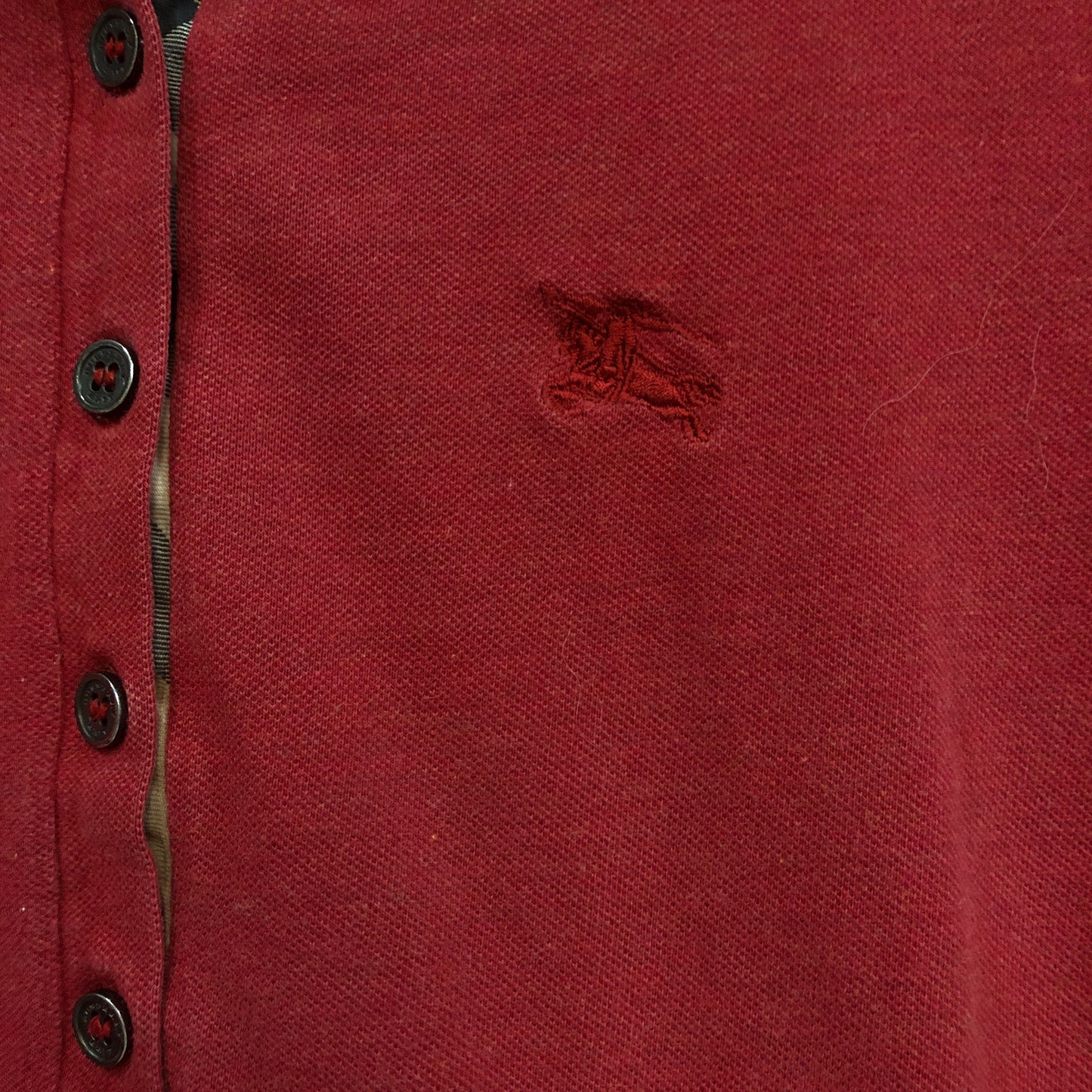 Burberry Brit Puff Short Sleeve Polo Shirt Size S Red