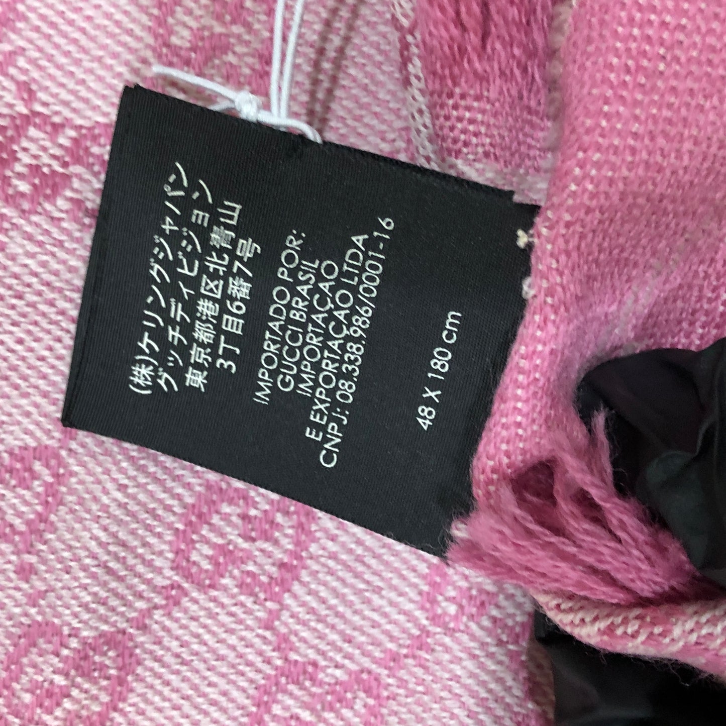 Gucci Pink & Light Pink Allover Pattern Fringed Scarf 180*48 cm