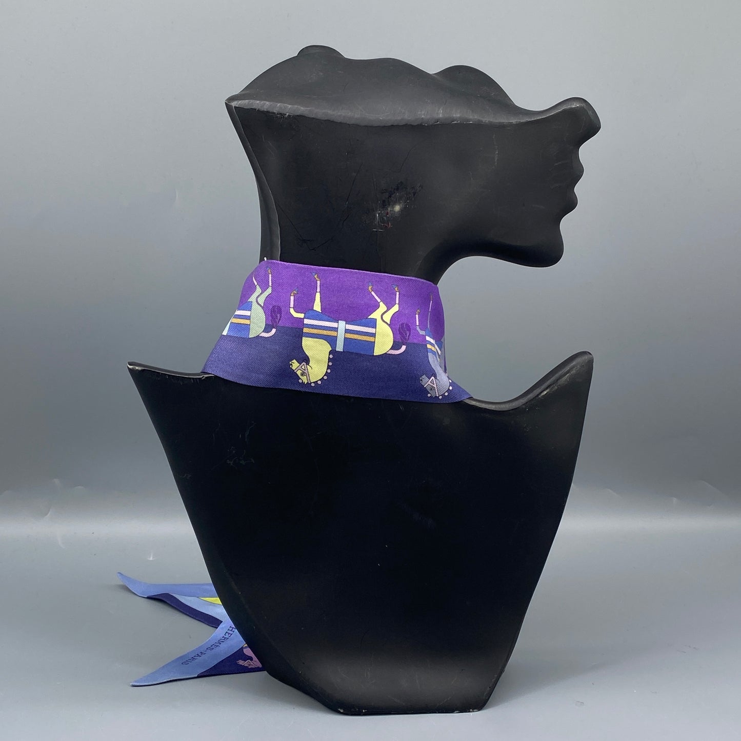 Hermes Blue & Purple Printed Silk Twilly Scarf