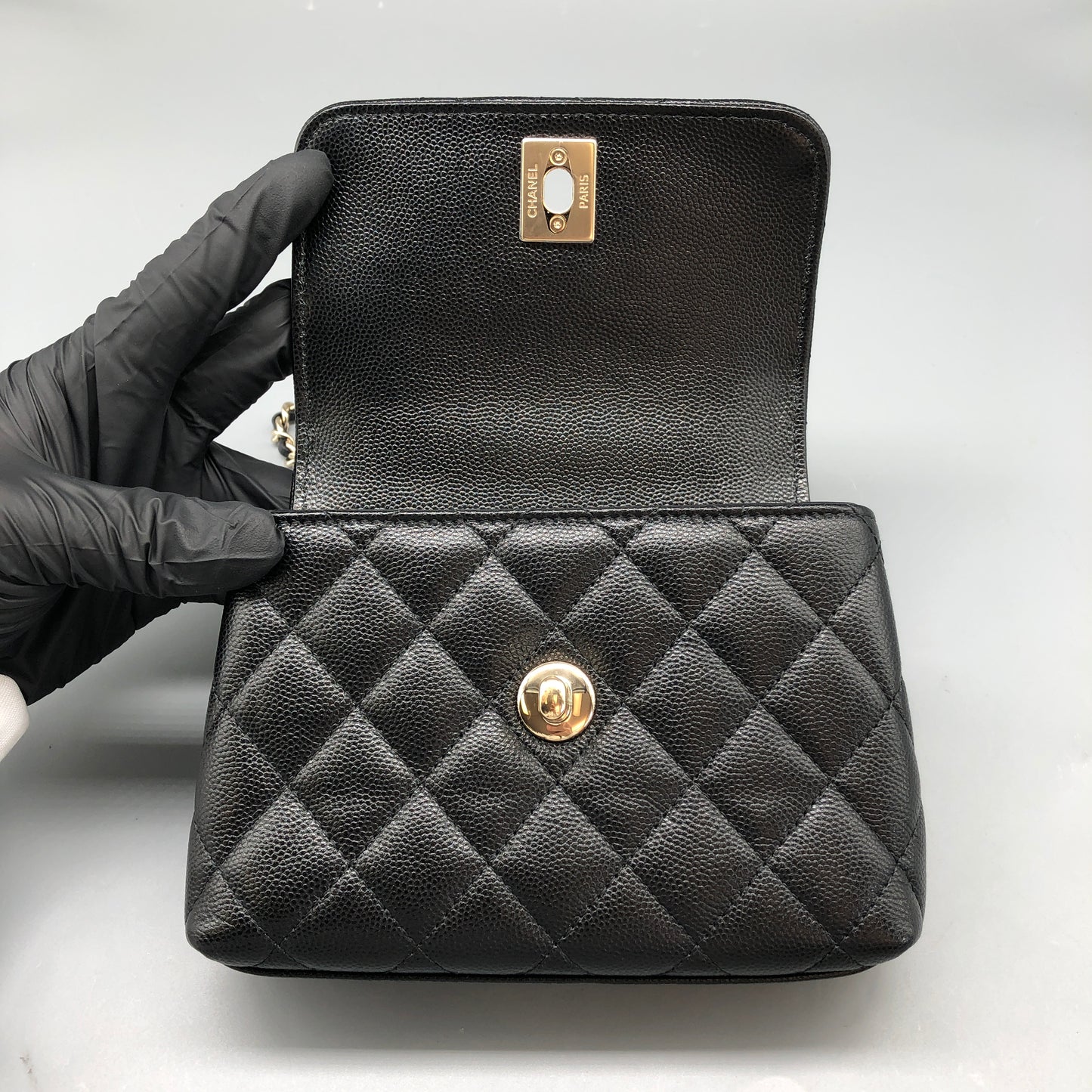 Chanel Black Quilted Mini Top Handle Bag